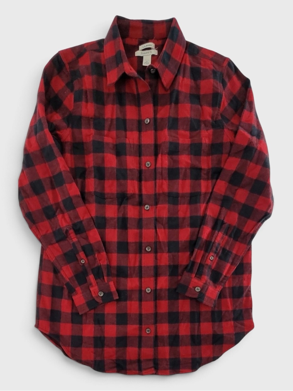 921 10/$50🏄🏻♀️ L.L. Bean Relaxed Fit Red and Black Plaid Cotton Flannel Shirt
